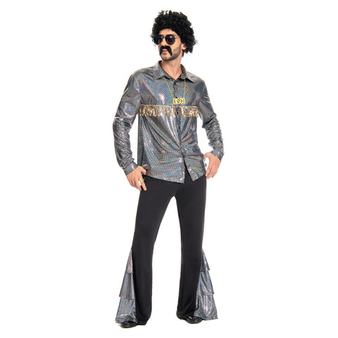 shiny 70s Cosplay Costume Outfits Halloween Carnival Suit disco
