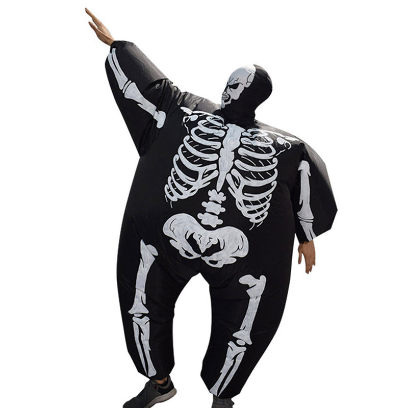 Skeleton Inflatable Cosplay Costume Women Fancy Full Body Blow Up Clothes Outfit Halloween Carnival Party Disguise Suit