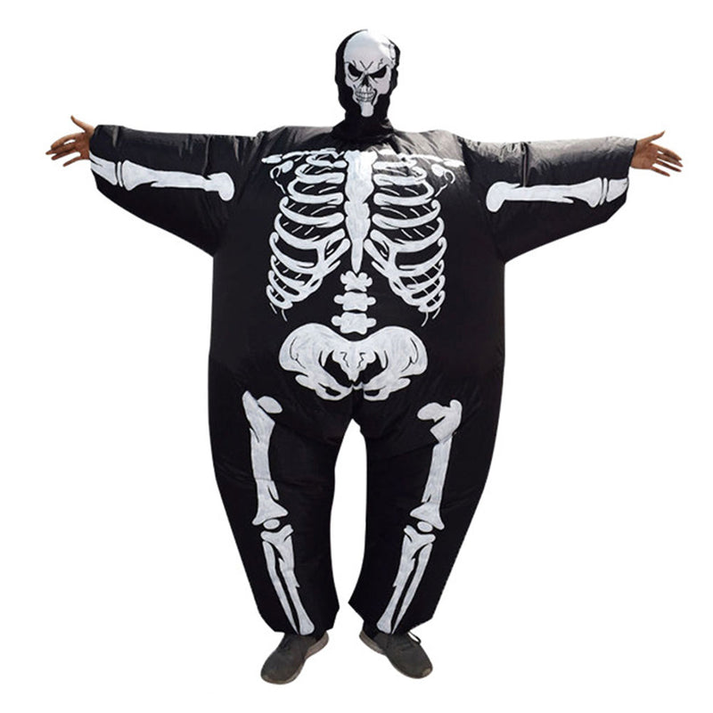 Skeleton Inflatable Cosplay Costume Women Fancy Full Body Blow Up Clothes Outfit Halloween Carnival Party Disguise Suit