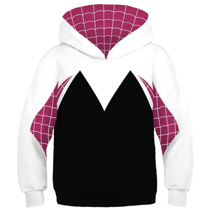 Spider-Man Game Outfit Suit New Uniform Dress Movie Film Gwen Stacy Cosplay Hoodie 3D Printed Hooded Sweatshirt Kids Children Casual Streetwear Pullover Anime