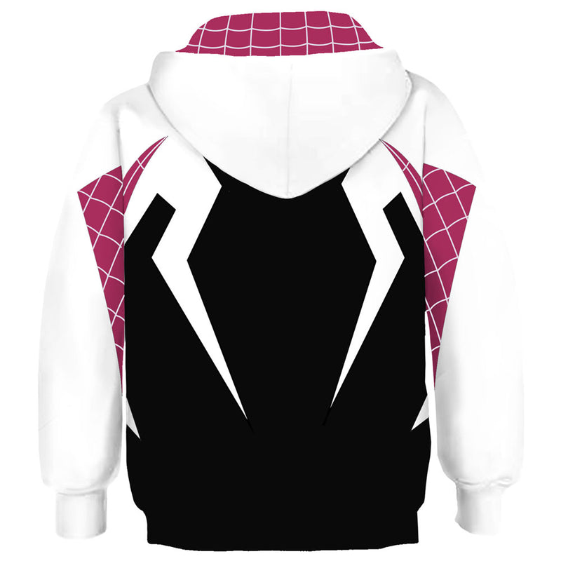 Spider-Man Game Outfit Suit New Uniform Dress Movie Film Gwen Stacy Cosplay Hoodie 3D Printed Hooded Sweatshirt Kids Children Casual Streetwear Pullover Anime