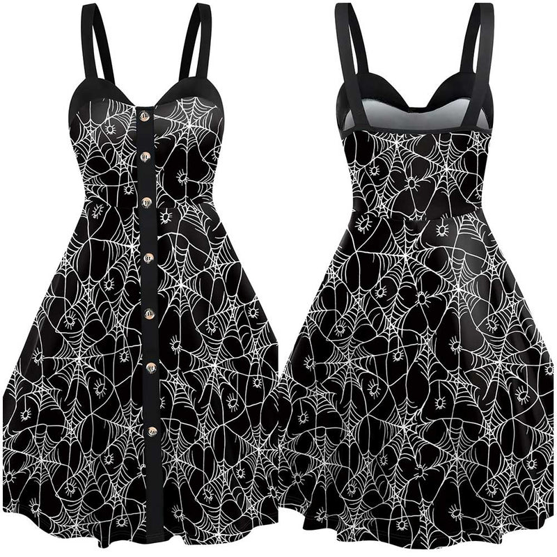 spider web Print dress Cosplay Costume Outfits Halloween Carnival Suit