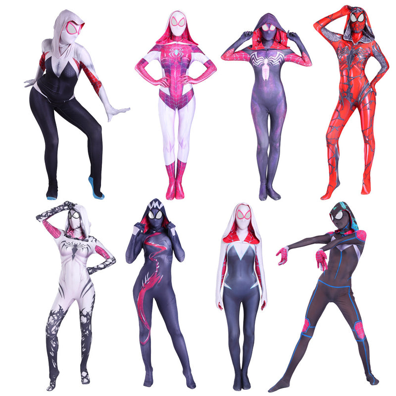 [Full In Stock] Spider:Female Adult Spider Woman Gwen Stacy Cosplay Costume Adult Clothes Outfits Halloween Carnival Suit