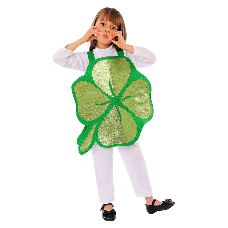 SeeCosplay St. Patrick's Day Kids Children Girls Ireland Saint Patrick Four Leaves Clover Cosplay Costume Outfits Halloween Carnival Suit GirlKidsCostume