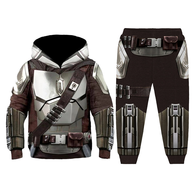 Stars Wars Mandalorian Din Djain Cosplay Hoodie Casual Pants Sweatpants Set Kids Children Casual 3D Printed Hooded Sweatshirt Trousers