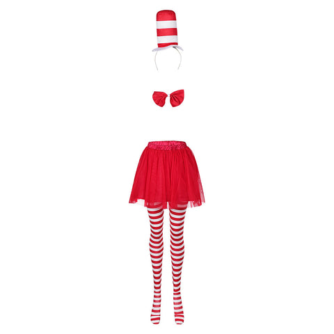 SeeCosplay The Cat in the Hat Cat Sean Kids Girls Cosplay Dress Halloween Carnival Costume Original Design