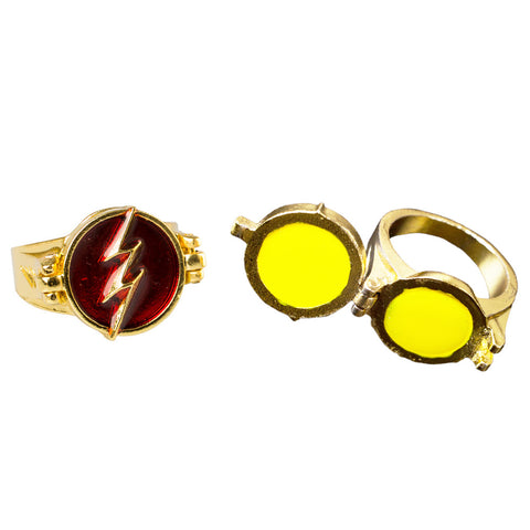 The Flash Ring Lightning Bolt Openable Red Gold Mixed Zinc Alloy Cosplay Prop