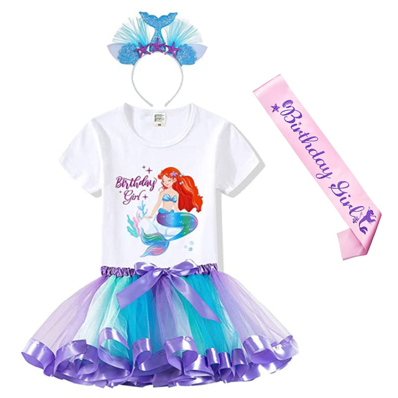 The Mermaid  Cosplay Costume Kids Tutu Dress Skirt T-shirt Outfits Halloween Carnival Party Suit