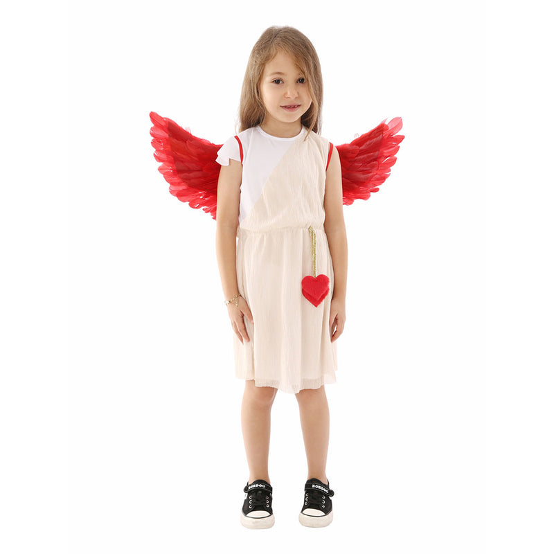 ulesoke Kids Cupid Costume Toddle Angle Dress with Red Wings Angel Flower Girl Dress Valentine\'s Da