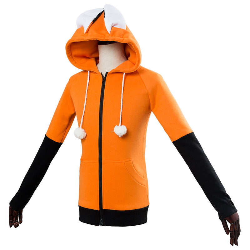 Uyoiun men & APOs; s Fox rabbit ear long sleeve contrast hood thickened sweater with hood and zipper