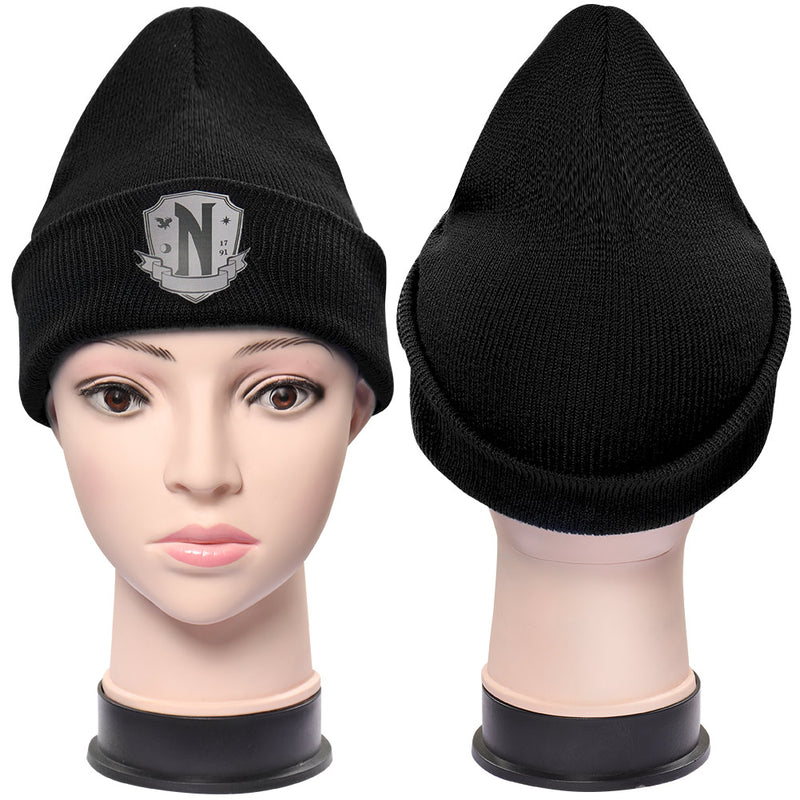 Wednesday Addams Cosplay Black Hat Cap Costume Accessories Prop Gifts