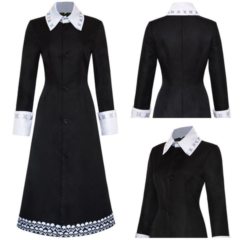 Wednesday Addams Cosplay Costume Kids Girls Dress Halloween Carnival Party Suit