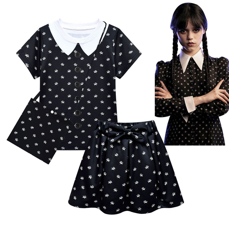Wednesday Addams Cosplay Costume Set Outfits Halloween Carnival Suit
