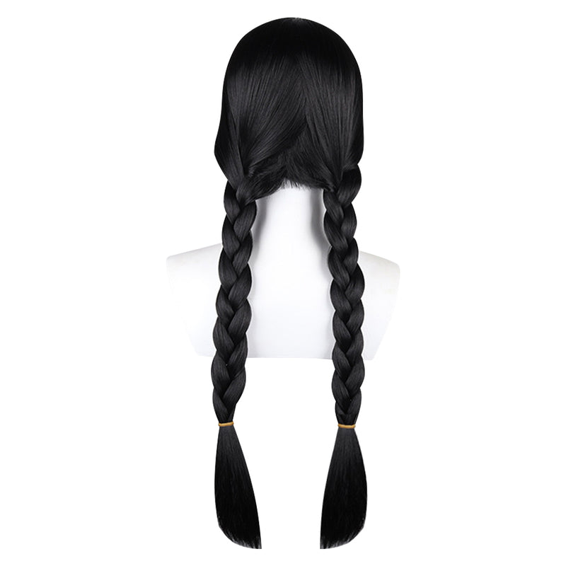 Wednesday Addams Cosplay Wig Heat Resistant Synthetic Hair Carnival Halloween Party Props