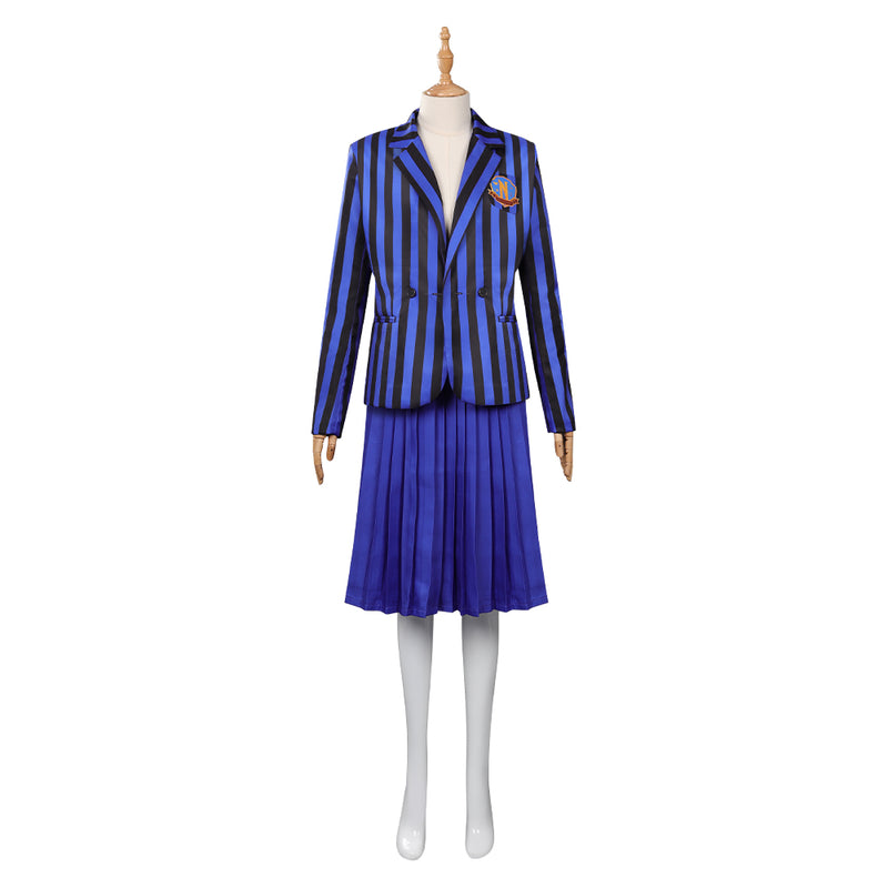 Wednesday Addams Wednesday Cosplay Costume Blue School Uniform Skirt Outfits Halloween Carnival Party Suit