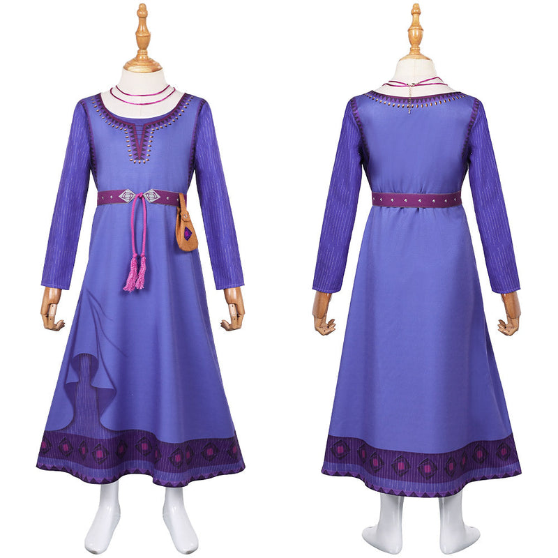 SeeCosplay Wish Movie Asha Kids Children Purple Dress Party for Carnival Halloween Cosplay Costume