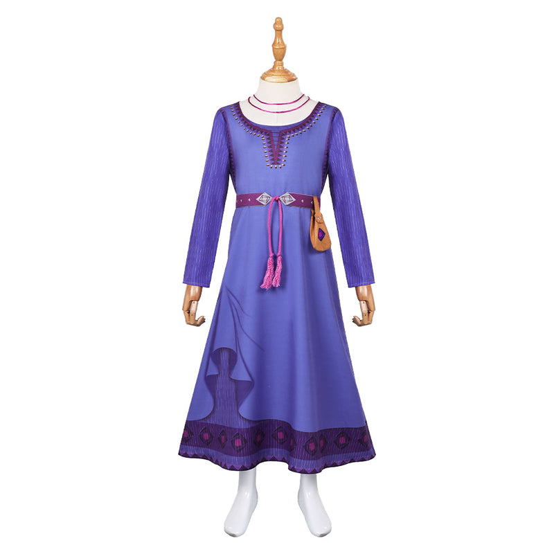 SeeCosplay Wish Movie Asha Kids Children Purple Dress Party for Carnival Halloween Cosplay Costume