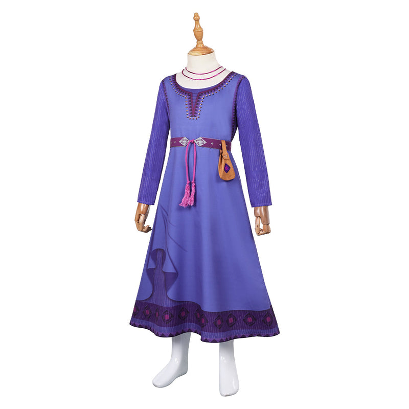 SeeCosplay Wish Movie Asha Kids Children Purple Dress Party for Carnival Halloween Cosplay Costume