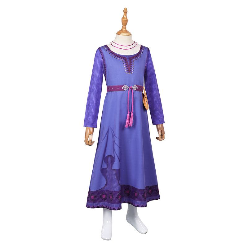 SeeCosplay Wish Movie Asha Kids Children Purple Dress Party for Carnival Halloween Cosplay Costume