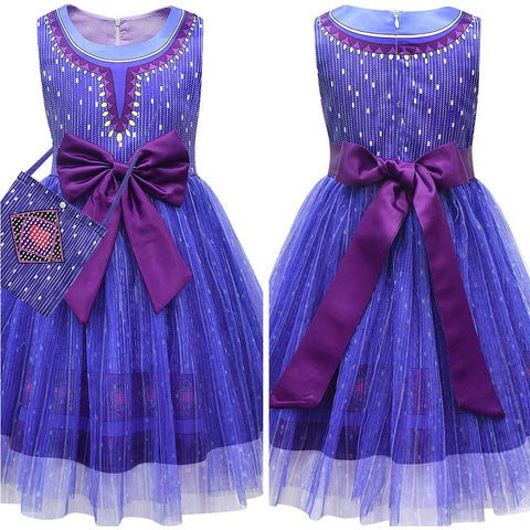 SeeCosplay Wish Movie Asha Kids Children Purple Dress Party for Carnival Halloween Cosplay Costume