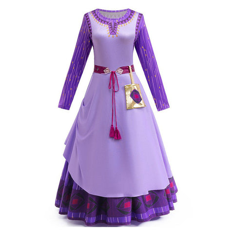 SeeCosplay Wish Movie Asha Women Purple Dress Party for Carnival Halloween Cosplay Costume