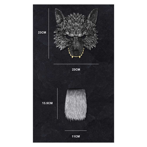 Wolf Set Mask+Gloves+Tail Cosplay Costume Outfits Halloween Carnival Suit