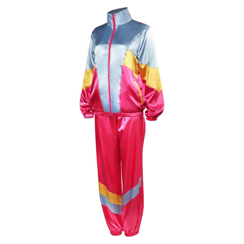 Women 80s Costume 80s 90s Legging Cosplay Costume Women Sportwear Jacket Pants  Headband Outfits Halloween Carnival Suit 2 Piece Windbreaker Outfits