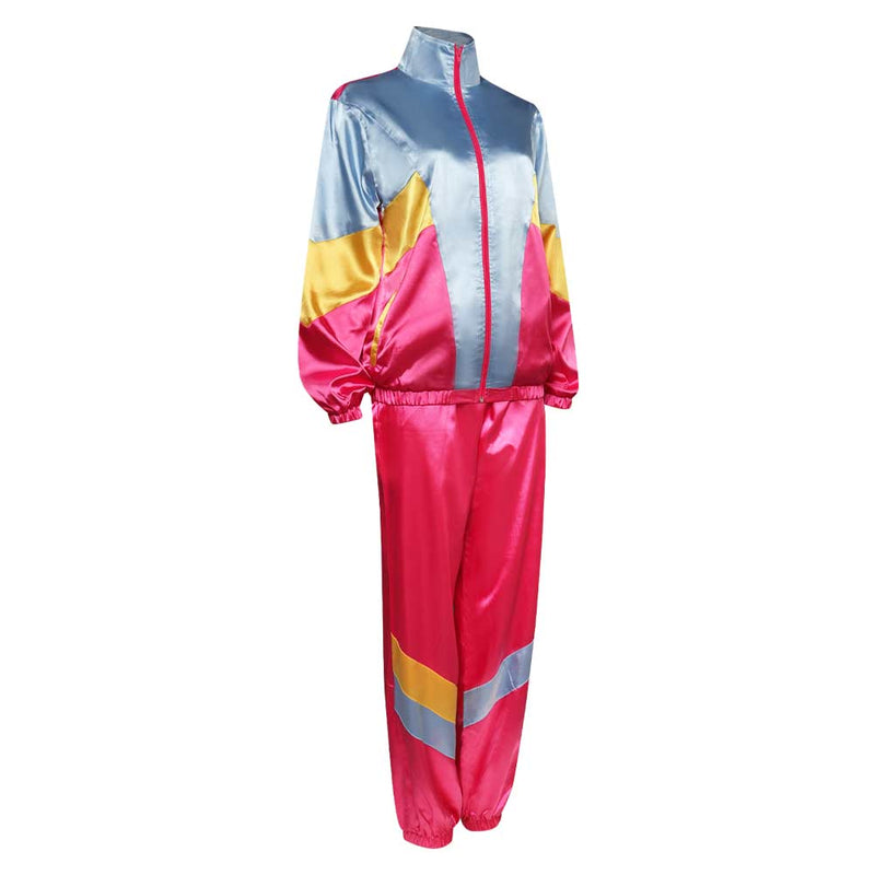 Women 80s Costume 80s 90s Legging Cosplay Costume Women Sportwear Jacket Pants  Headband Outfits Halloween Carnival Suit 2 Piece Windbreaker Outfits