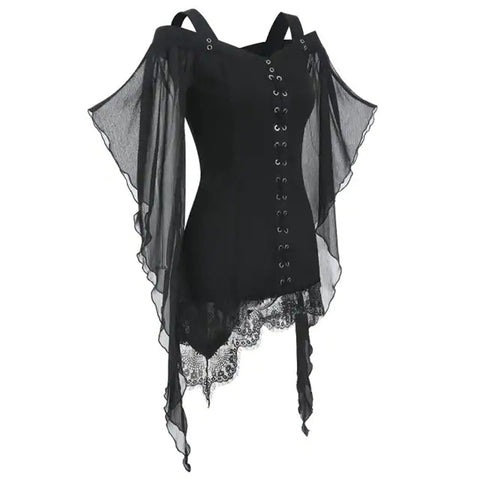 Women Renaissance Medieval Victorian Lace Pirate Gothic Retro Shirt Top Costume