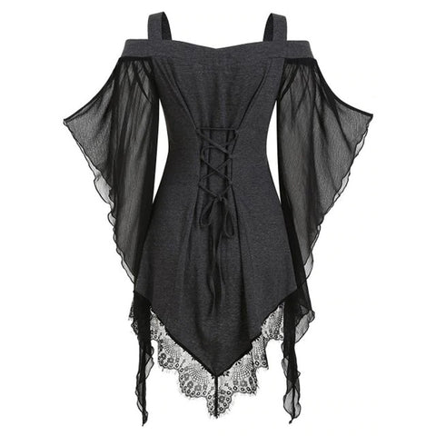 Women Renaissance Medieval Victorian Lace Pirate Gothic Retro Shirt Top Costume