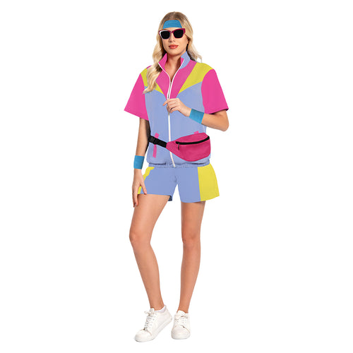 Women's 2 Piece Outfits 80s 90s Track Suits Set women jogging suits 2 piece set Cosplay Costume Outfits Halloween Carnival Suit