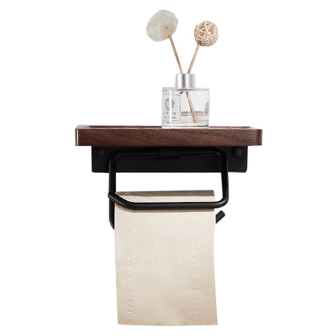 Wooden paper roll paper rack and toilet paper bracket single wall hanging natural wood hole is not necessary for simple installation