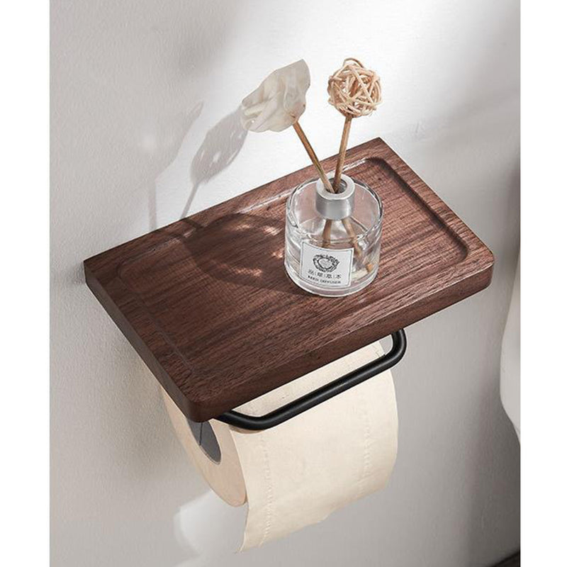 Wooden paper roll paper rack and toilet paper bracket single wall hanging natural wood hole is not necessary for simple installation
