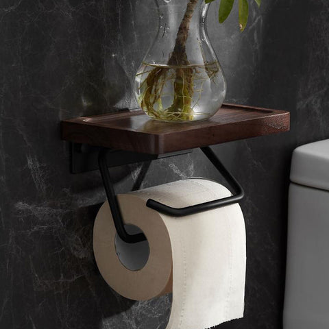 Wooden paper roll paper rack and toilet paper bracket single wall hanging natural wood hole is not necessary for simple installation