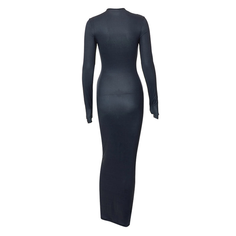 Y2k 3D Body Print Maxi Dress Long Sleeve Stretchy Midi Dress body print dress Cosplay Costume Outfits Halloween Carnival Suit