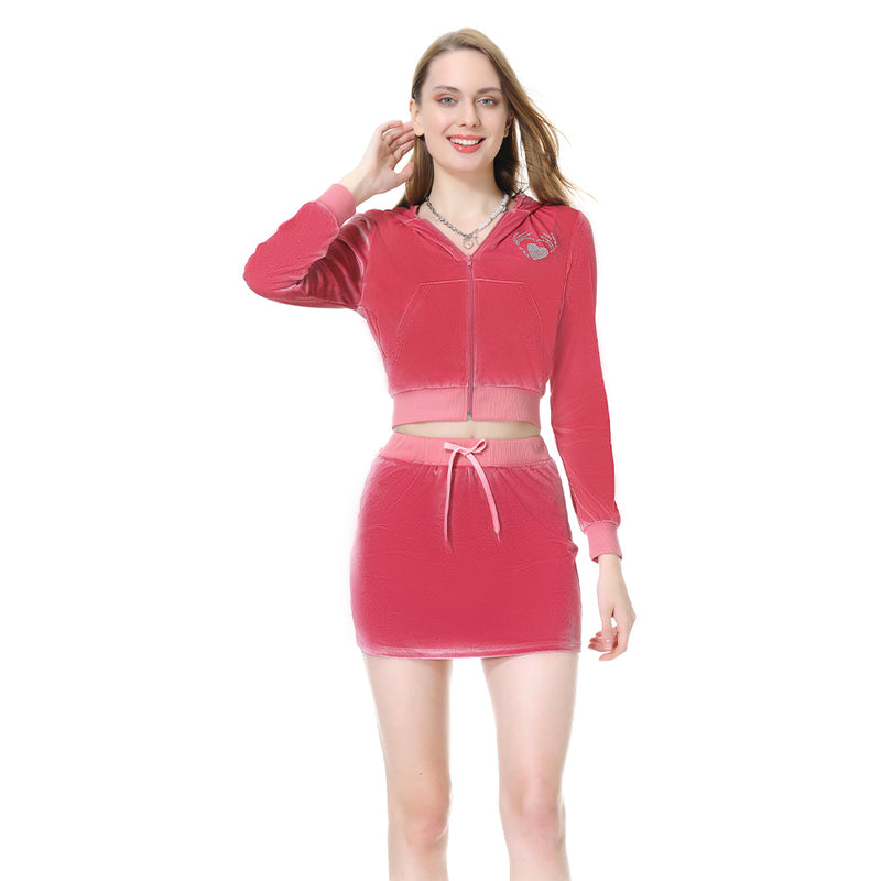 Y2K Coat Skirt Set Women Pink Cosplay Costume Halloween Carnival Party Suit