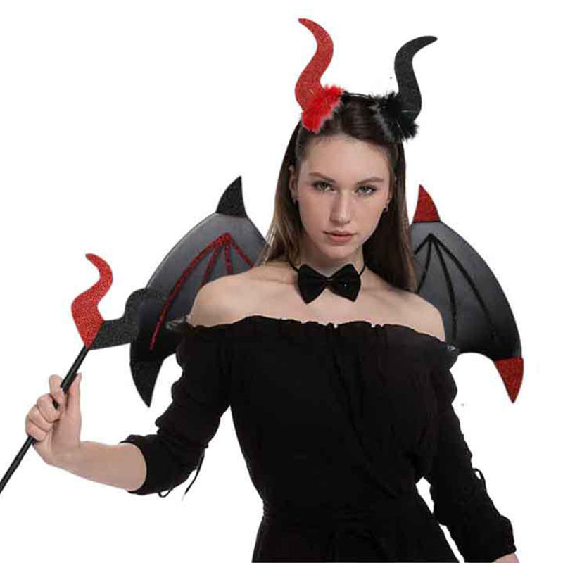 [YuraYura] Devil's Feather Devil Partset Little Devil Transformation Horn Feather Tail Cosplay Wings Casualty Steak Halloween Christmas Cosplay Props Costume Feather Steam Photography Costume 