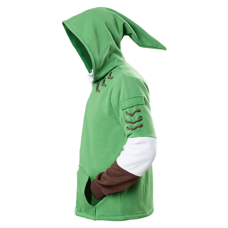 Zelda Hibuyer Men\'s Link Hyrule Zip up Hoodie Sweatshirt Adult Cosplay Costume Jacket Green Unisex (Small, Green)
