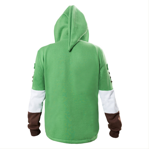 Zelda Hibuyer Men\'s Link Hyrule Zip up Hoodie Sweatshirt Adult Cosplay Costume Jacket Green Unisex (Small, Green)