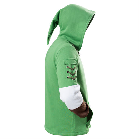 Zelda Hibuyer Men\'s Link Hyrule Zip up Hoodie Sweatshirt Adult Cosplay Costume Jacket Green Unisex (Small, Green)