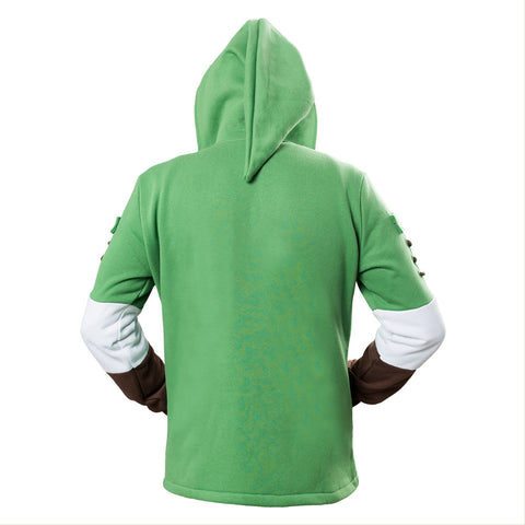 Zelda Hibuyer Men\'s Link Hyrule Zip up Hoodie Sweatshirt Adult Cosplay Costume Jacket Green Unisex (Small, Green)