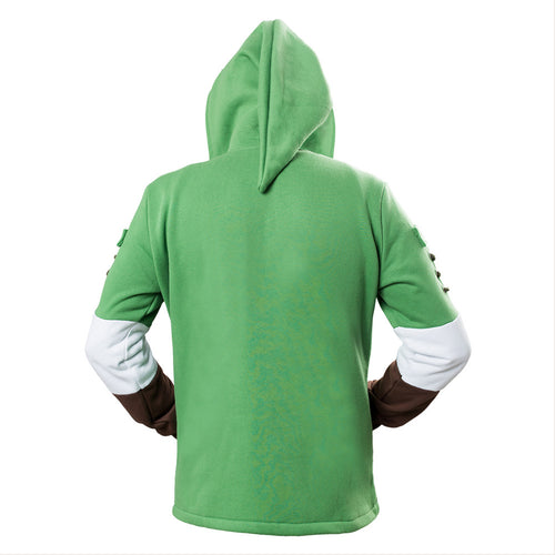 Zelda Hibuyer Men\'s Link Hyrule Zip up Hoodie Sweatshirt Adult Cosplay Costume Jacket Green Unisex (Small, Green)