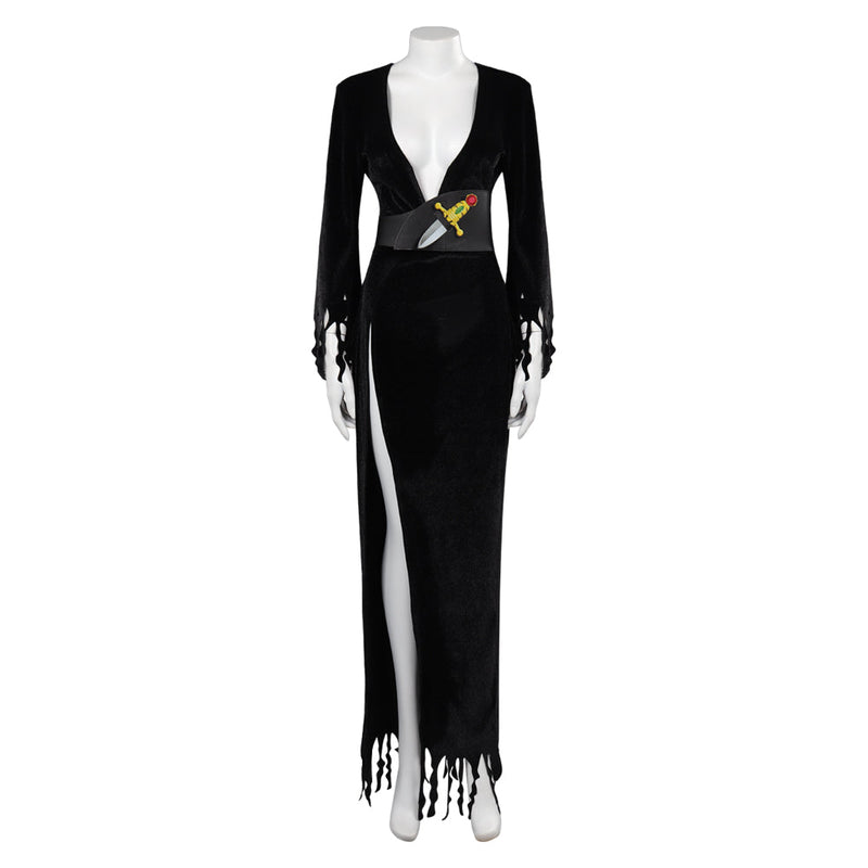 Elvira：Mistress of the Dark Elvira Black Dress Outfits Halloween Carnival Cosplay Costume