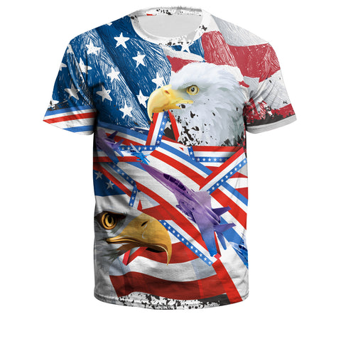 American Independence Day Flag Printing Street Trend Men and Women Loose Couple T-shirt