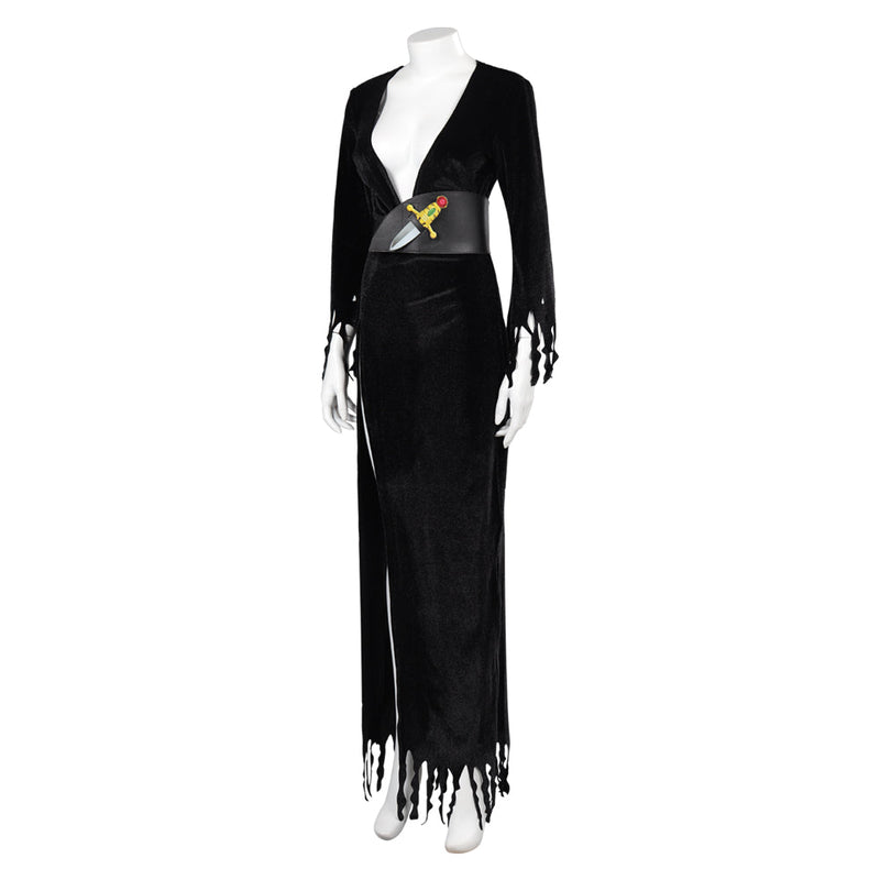 Elvira：Mistress of the Dark Elvira Black Dress Outfits Halloween Carnival Cosplay Costume