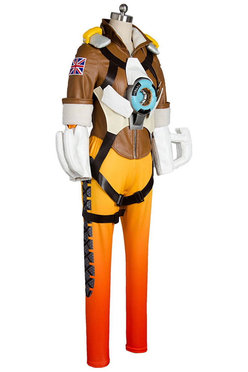 Overwatch OW Tracer Lena Oxton Outfit Battle Suit Cosplay Costume
