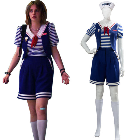 SeeCosplay Stranger Things 3 Scoops Ahoy Steve Harrington Robin Cosplay Costume Adult and Child