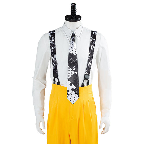 The Mask: Jim Carrey Yellow Suit Men Uniform Outfit Halloween Costume Cosplay Costume
