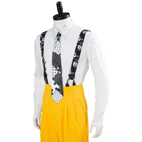 The Mask: Jim Carrey Yellow Suit Men Uniform Outfit Halloween Costume Cosplay Costume