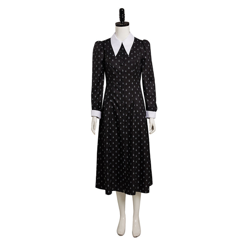 Wednesday Addams: (2022)Polka Point Black Dress Cosplay Costume Outfits
